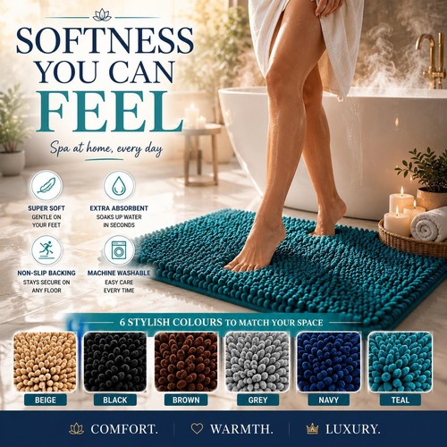 Luxury chenille bath mat - chenille,