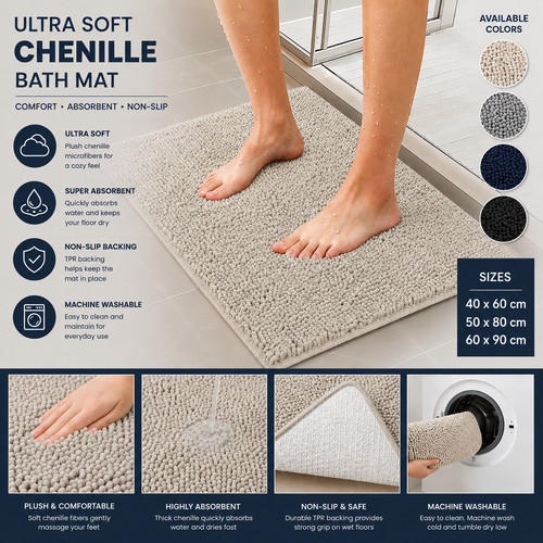 Non slip bath mat - slip, large