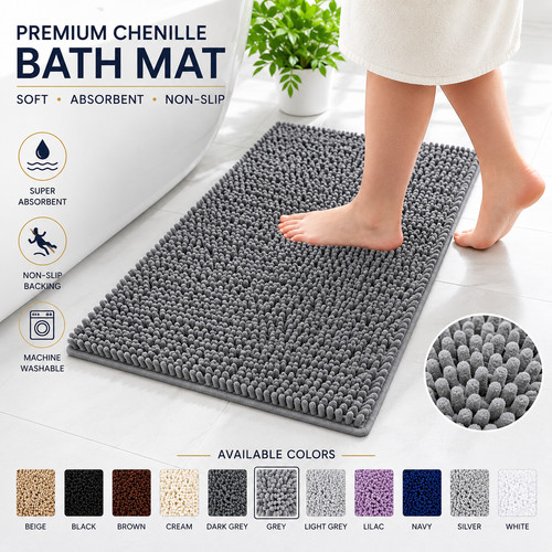 Chenille bath mat - bath, dirt
